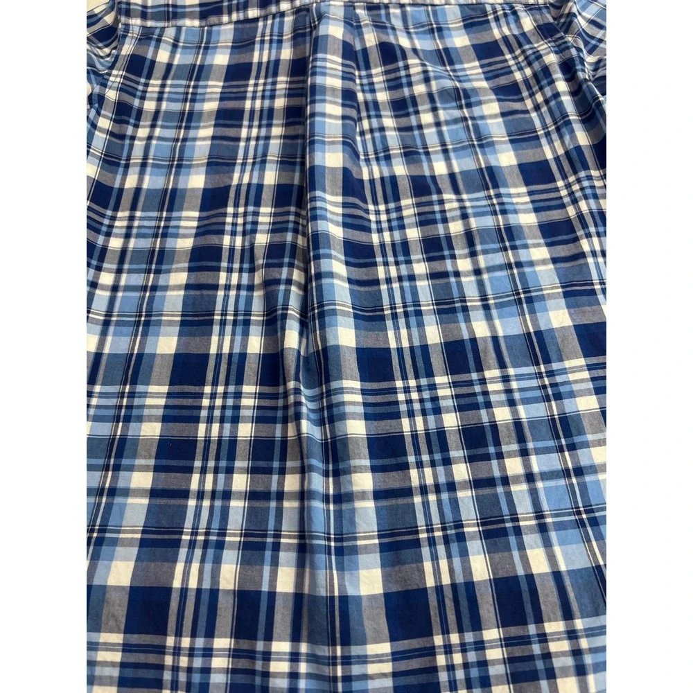 Ralph Lauren Button Down Shirt Boys Large 14-16 Blue Excellent Plaid Classic A56
